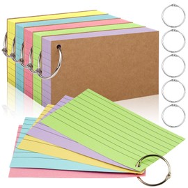 350 Pcs Index Cards With Ring, 3x5 Inches Flash Cards With Rings，Colored Heavy Notecards With Ring, Punched Lined Study Cards For School, College, Home, Office, Memory, To Do List (5 Colors)