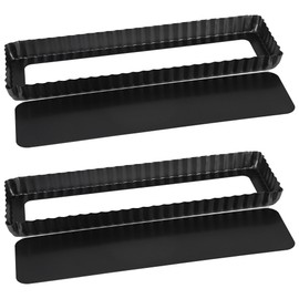 WENLISELL 2 PCS Rectangular Tart Tin for Baking, 14inch Long Flan Tin with Removable Bottom, Non-Stick Carbon Steel Quiche Tins for Baking, 35x11cm