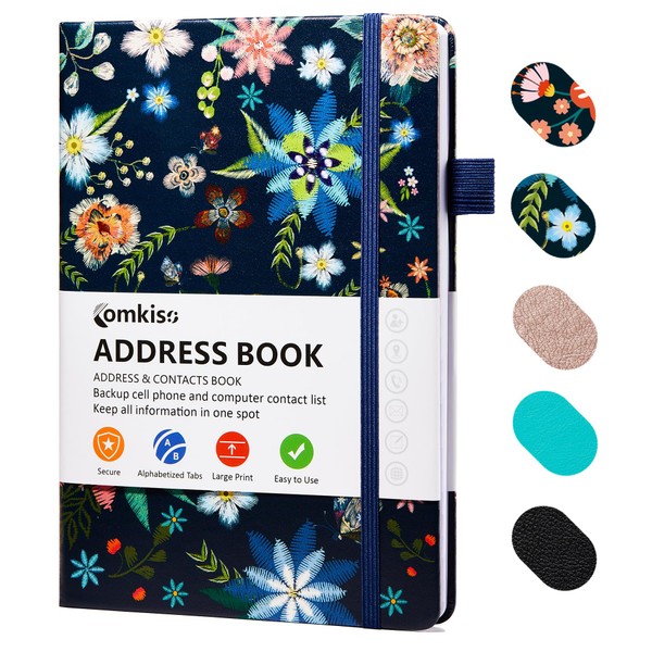 COMKISO Comkiso Address Book with Individual Alphabetical Tabs Laminated, Large