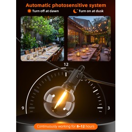 Kawaya Solar Powered String Lights for Outside, Outdoor IP65 Waterproof LED Patio Light with USB-Charging, Shatterproof Edison Hanging Lights for Bistro Cafe Yard Porch Camping (Solar-Power 100FT)