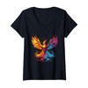 Womens Phoenix Reborn Phoenix Rising Fire Phoenix Bird Rejuvenation V-Neck