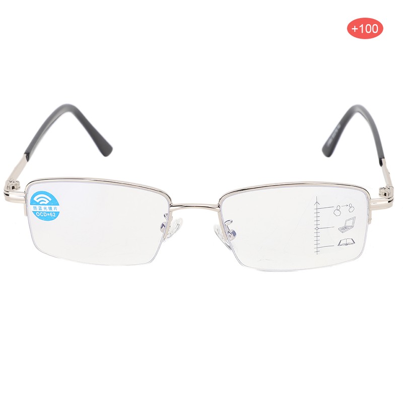 Metal Multifocal Fatigue Relief Reading Glasses Anti Blue Rays Presbyopic