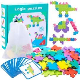 Wooden Tangram Puzzle for Children, 65 Pieces Shapes Wooden Puzzles, Montessori Toy Puzzle Promotes Logical Thinking and Spatial Imagination, Educational Games for Boys Girls from 3 Years