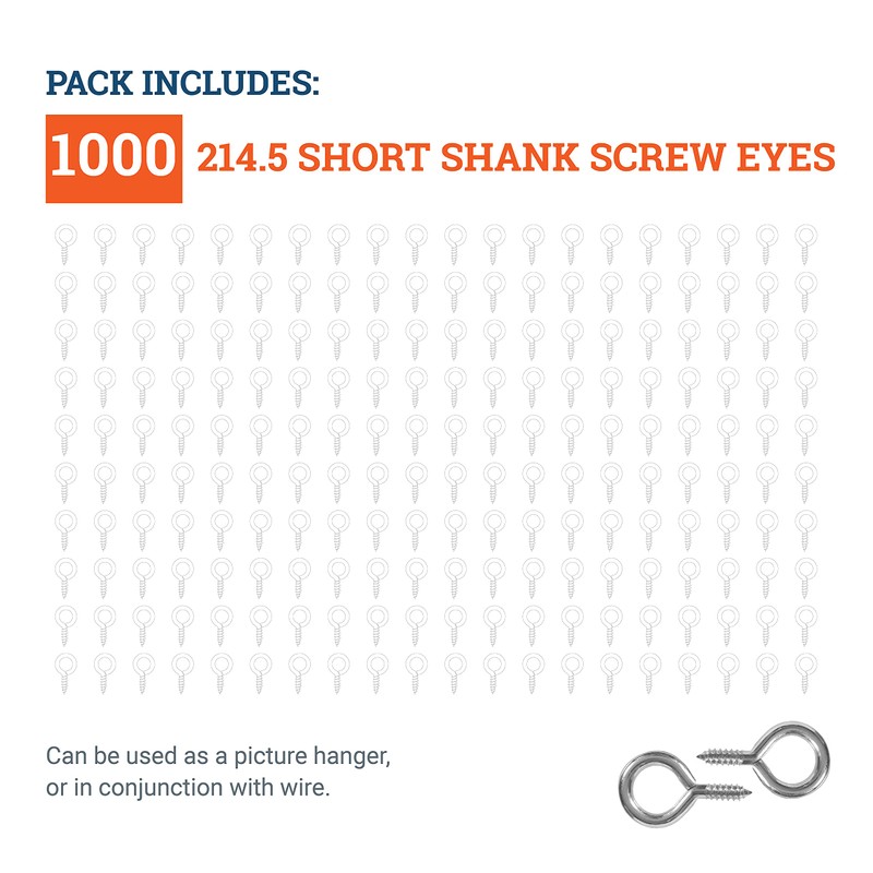 Small Screw Eye - 1000 Pack - 214.5 Short Shank