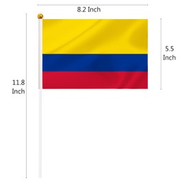 50 Pack Colombia Hand Held Mini Stick Flags, Colombian Small Miniature Stick Flag with 8.2 x 5.5 Inch Flag, Outdoor Decoration, Party Decorations, Supplies for Parades, Festival Events Celebration (Colombia)