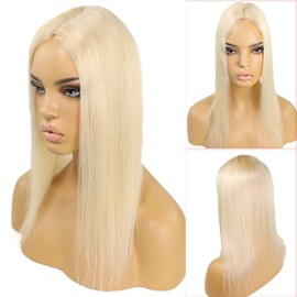 HAPPY&CC Hair Toppers for Women Real Human No Bangs Thinning Hair 3x5 Inch Mono Clip In Topper Wiglets Top Hair Pieces for Women Grey Coverage Hairpieces Bleach Blonde 16 Inch