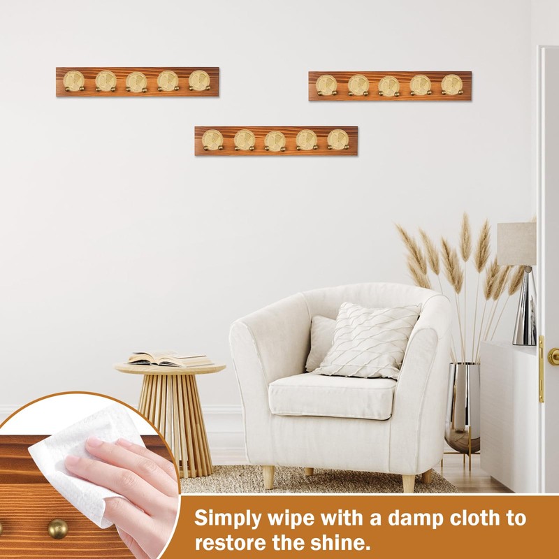 3 Pcs Wood Challenge Coin Holder with Brass Tone Metal