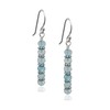 Sterling Silver Aquamarine Natural Gemstone Beaded Bar Dangle Earrings -