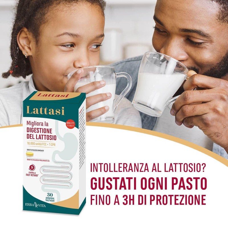 ERBA VITA Lattasi integratore alimentare con enzima lattasi, utile per
