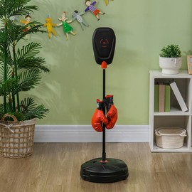 Qaba Punching Bag for Kids, Kids Punching Bag with Stand for 5-10 Years Old, Height Adjustable Kids Boxing Bag with Boxing Gloves - Color: Dia. 13.4" x 34.6"-48.8" H