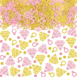 Keaziu 200PCS Diamond Ring Confetti Wedding Engagement Table Confetti Party Decorations Bridal Shower Engagement Party Decor Table Scatter Valentines Day Baby Shower