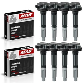 MAS Set of 8 Ignition Coil Pack & 8 iridium Spark Plugs 6509 Compatible with 2011-2016 F-150 Mustang 5.0 V8 Naturally Aspirated Replacement for C1802 BR3Z-12029A UF622 DG542 52-2197