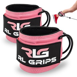 RL Grips® Ankle Straps Gym Pulleys – Pack of 2 Adjustable and Padded – Ankle and Wrist Straps for Men and Women – Fitness Training Accessories for Legs, Buttocks and Torso (Pink)