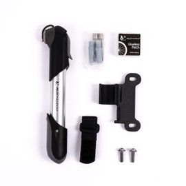 VeloChampion Alloy 7 Mini Bike Pump Fits Presta and Schrader - 100 PSI Portable Bike Pump Includes Mount Kit, 6 Glueless Patches and Inflatable Needle Set
