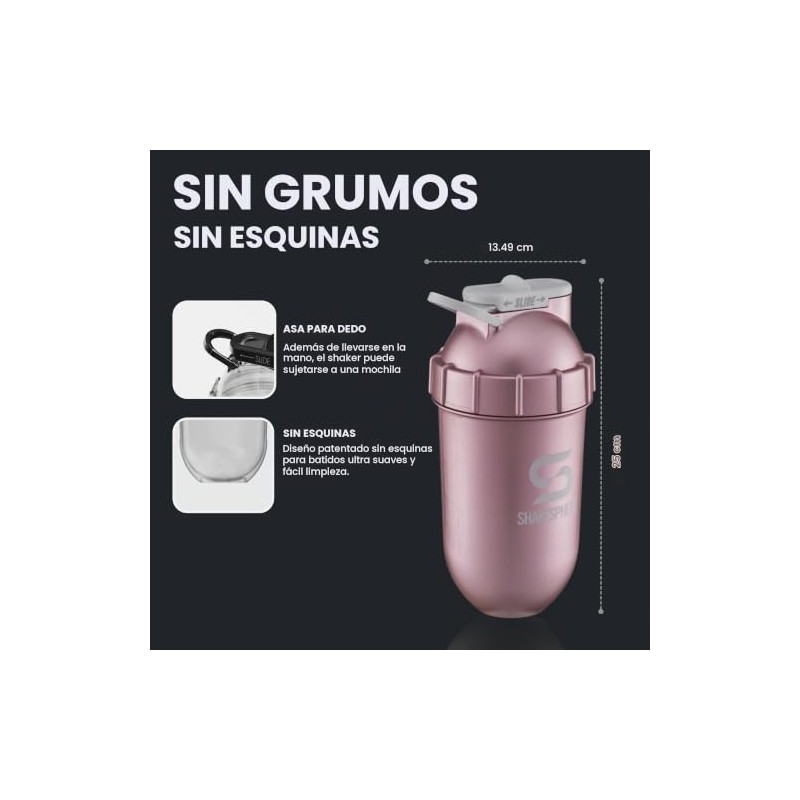 Botella Mezcladora Shaker Shakesphere Original 700ml (Metallic Rose Gold)