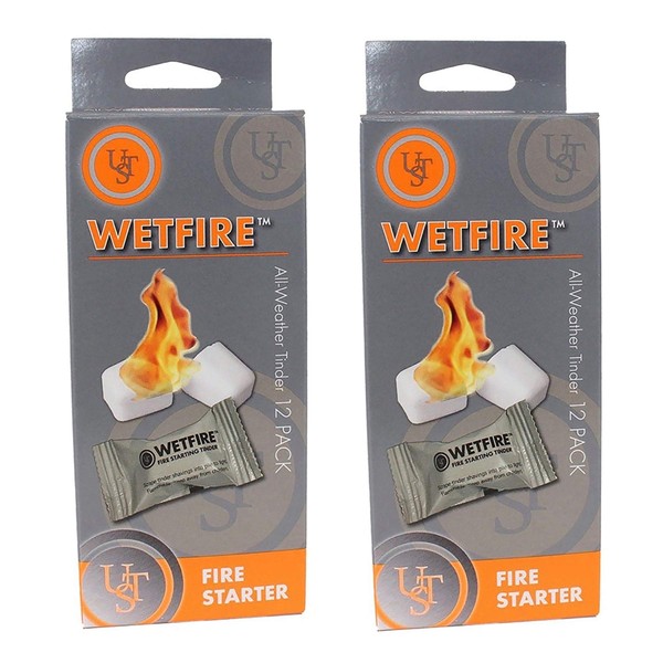 2 Packages of 12 WetFire Fire Starter Tinders by Ultimate Survival Technologies UST