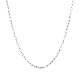 14K Gold/Silver Tone Stainless Steel Paperclip Link Chain Choker Necklace for Women Teen Girls, 2.5mm 4mm 5mm Wide Oval Rectangle Link Chain, Waterproof Never Tarnish (16", 2.5mm wide, stainless steel)