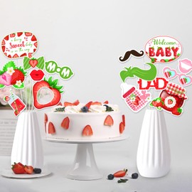 Kreatwow Strawberry Baby Shower Decorations Strawberry Photo Booth Props Berry Sweet Baby Shower Decorations A Berry Sweet Baby is On The Way Decor Summer Fruits Party Decor for Welcome Baby Party