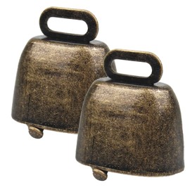 LIBAIDZ 2 x Cow Bells for Crafts, Metal Vintage Bells, Tracker Bells, Christmas Bells, Bells for Training, Pet Collar Pendant, DIY Wind Chime, Goat Bell, Bronze, Iron (metal)