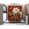 WODEJIA Red Peony Shower Curtain, Chinese Style Floral Embroidery Bathroom