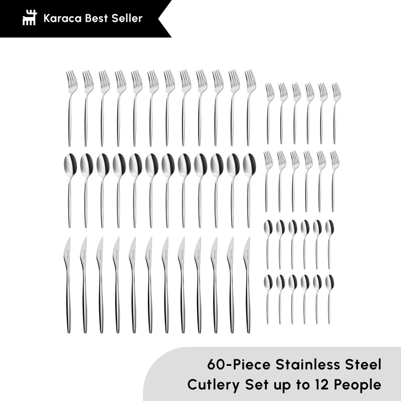 Karaca Tivoli 60 Pieces Cutlery Set for 12 Person -