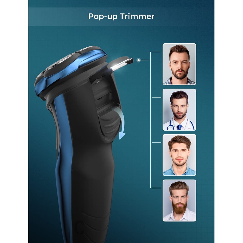 Rasierer Herren Elektrisch Rasierapparat mit Präzisionstrimmer Nass und Trockenrasierer IPX7