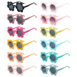 Geopty 12 Pack Adult Flower Sunglasses Bulk, Cute Colorful Flower Glasses for Women Party Favors, Grey Lens