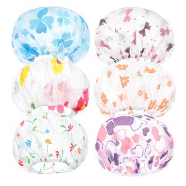 6 Pack Kid Shower Cap, 11" Reusable Elastic Toddler Shower Cap for Girls, Baby, Women and Men, Bathroom, Makeup, Travel (Sanded Imprint)