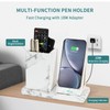 LADSTAG Pen Holder Desk Organiser with Inductive Charging Station (Marble)