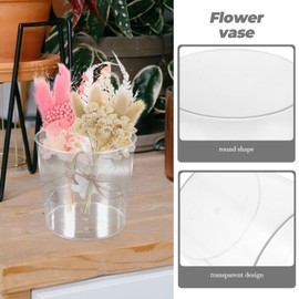 Kichvoe Transparent Flower Bucket 6.5 Inch Clear Floral Container Multipurpose Vase for Fresh Flower Arranging Home D Cor and Party Centerpiece