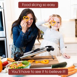 Stainless Steel Mandoline Slicer for Kitchen – 6-Setting Adjustable, 16.5 x 5 In. Platform, Hand Guard, Cut-Resistant Gloves – Vegetable Chopper, Meat Slicer, Cheese Slicer by Medove