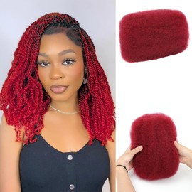 Afro Kinkys Bulk Human Hair 12 Inch 50g,Burgundy 100% Real 4c Kinky Curly Human Hair For Mini Twists, Braiding, Micro Locs, Repair Locs, And Dreadlock Extensions(BUG#, 12inch, 1pack)