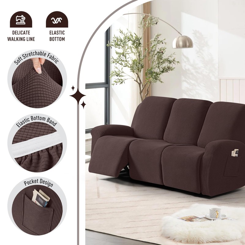 TAOCOCO Recliner Sofa Covers 8-Pieces Stretch Large Couch Covers for
