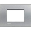 BTicino Living Light LNA4803AC Plate Square 3-Switch, Steel, silver, LNA4803TE