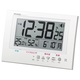 MAG W-785WH-Z Digital Guard Man Wall Clock, Radio Watch, Environment Estimated Display Function, Temperature, Humidity, Date, Day Display, Standing, White