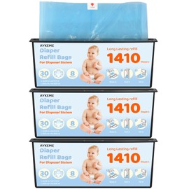 90 Bags Diaper Pail Refills Bags Compatible with Genie Easy Roll Signature & Platium Diaper Pails | 7-Layer OdorLock Technology | Up to 10 Months Use,3 Pack