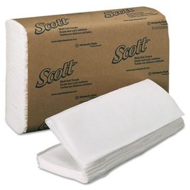 SCOTT Multifold Paper Towels, 9 1/5 x 9 2/5, White, 250/Pack, 16 Packs/Carton, Sold as 1 Carton