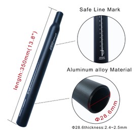 UPANBIKE Bike Seat Post Aluminum Alloy Length 350mm 25.4/27.2/28.6/30.8/31.7mm Black for Mountain Bike Road Bicycle(28.6mm)