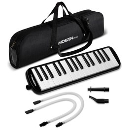 MOSEN 32-Key Melodica for Beginners - Easy Play Melody Instrument with Premium Sound, Non-Toxic ABS & Phosphor Bronze Reeds | Includes Carry Bag, Tube & Strap（Black）