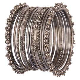 Efulgenz Indian Oxidized Jewelry Boho Tribal Antique Bangle Bracelet for Women, 2-4, Metal, not known,