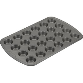 GoodCook 24-Cup Mini Nonstick Steel Muffin and Cupcake Pan, 24-Cup Bite-Size Muffin Pan with 1-7/8" Cups, Gray