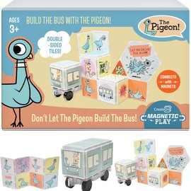 CreateOn Mo Willems - Don't Let The Pigeon Drive The Bus Magnetic Tiles, Magnetic Toy, Travel Toys, Classroom Sensory Toy Blocks, STEM & Montessori Tools for Boys & Girls Ages 3+ (16 Pieces)
