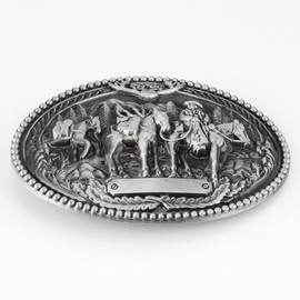 Longcreek Horse Belt Buckle for Men, Punk Rodeo Horse Oval Belt Buckle, Horse Rider Belt Buckle, Vintage Western Cowboy Belt Buckle, Punk Rock Belt Buckle, silver