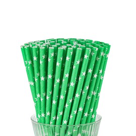 Paper Straws, 7.9 x 0.236 in, 200 Count, Food Grade, Biodegradable (200, Green)
