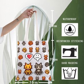WZMPA Farm Gaming Tote Bag Cat Lover Gift Simulation Game Lover Reusable Grocery Bag Video Game Lover Merchandise (Cat Game TG)