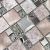 Hominter Metal & Glass Mosaic Tile – Silver & Rose