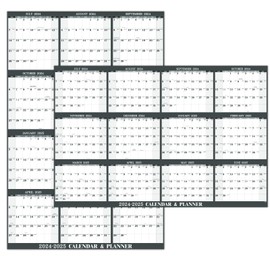 2024-2025 Dry Erase Calendar - 2024-2025 Yearly Wall Calendar, JUL 2024 - JUN 2025, Wall Calendar 2024-2025, 34.6" x 22.9" Large Dry Erase Calendar for Wall, Vertical/Horizontal, Reversible - Grey