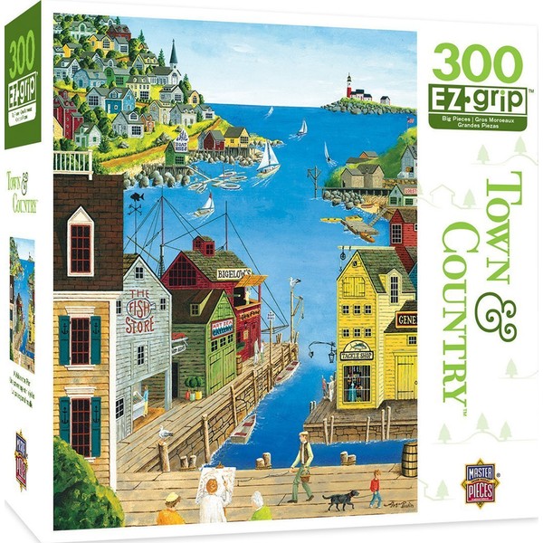 MasterPieces Town & Country A Walk on the Pier - Seaside Town Large 300 Piece EZ Grip Jigsaw Puzzle by Art Poulin