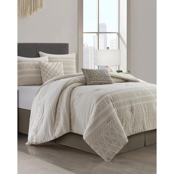 LANCO MODERN LIFESTYLE Cotton Comforter Set King, Gorgeous Geometric Jacquard,