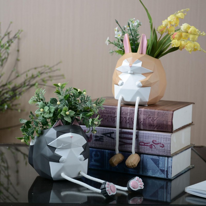 HAUCOZE Animal Planter Succulent Pots Flower Gifts Cat Sculpture Decor